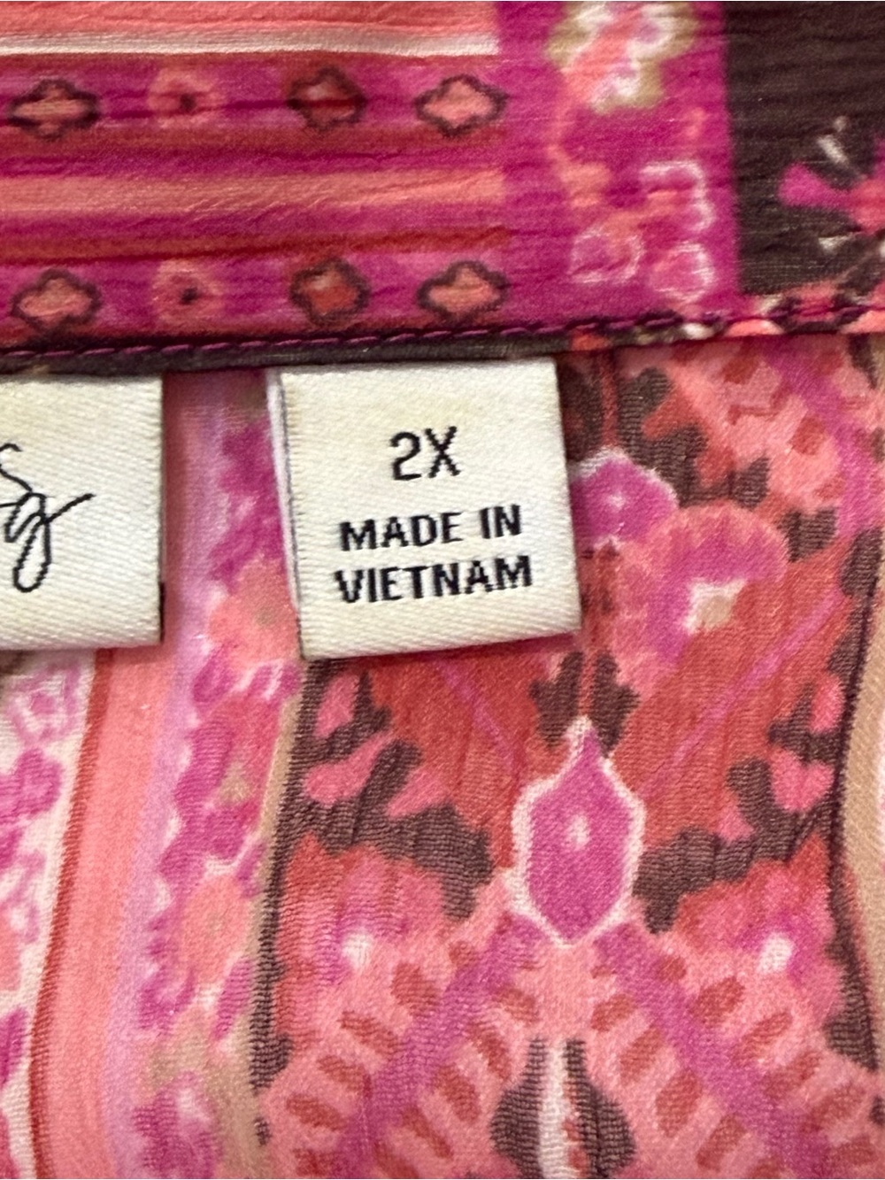 Susan Graver Womens Sheer Paisley Button Up Top Size 2X Pink Long Sleeve Office - Picture 4 of 8